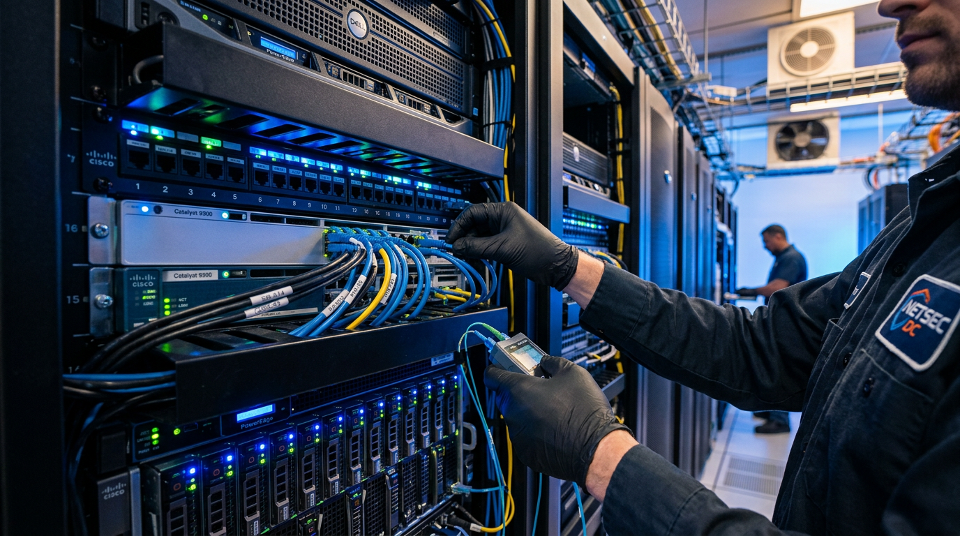 Server rack receiving proactive managed IT maintenance in a DC metro office